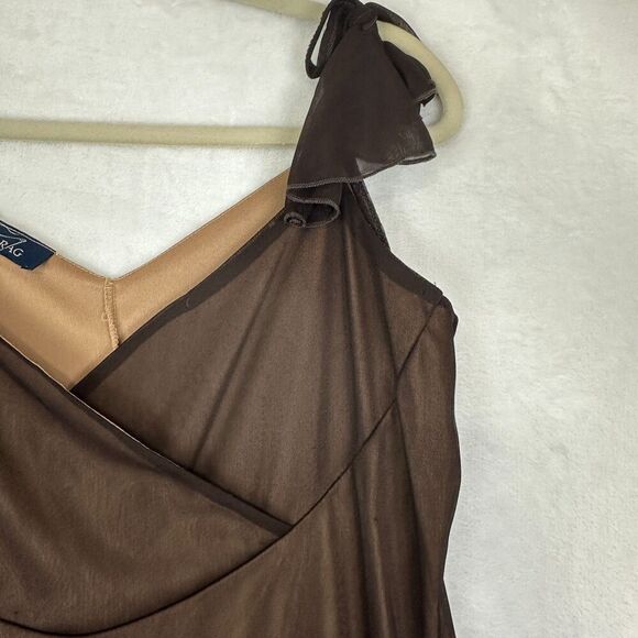 Vintage Y2k Mesh Overlay Midi Dress Size Medium Whimsigoth Gunge Fairy Hi Low - Picture 4 of 7